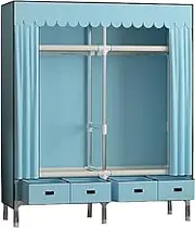 Portable Wardrobe Rack,Portable Canvas Wardrobe with Hanging Rail and Shelves Clothes Closet Storage Organizer for Bedroom 140x45x168cm