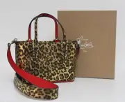 Christian Louboutin Mini Cabata Leopard Print Metallic Tote Messenger Bag