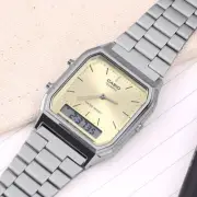 CASIO Watch ORIGINAL AQ-230A-9AMQ Retro Vintage Digital Unisex SILVER