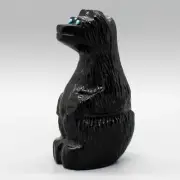 ZUNI FETISH-BLACK JET SITTING BEAR FETISH by MIKE TUCSON - NATIVE AMERICAN