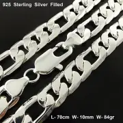 Men's Necklace Real 925 Sterling Silver Filled Solid Figaro 3x1 Link Chain 70cm