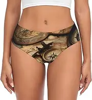 [YANYU] Compass And Old World Map Print Women S Briefs Comfortable Plus Size Underwear Ladies Versatile Panties Xs To 4xl