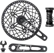 53T/56T/58T Bike Chainring Crank Arm Set for Folding ycle 170mm 130BCD 5 Bolts ycle Crankset with Chainring Bot Bracket and Chainring Bolts Black Crankset & Bot Bracket & 53T Chainring