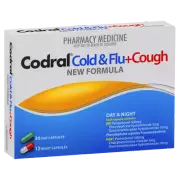 Codral Cold & Flu + Cough Day & Night 48 Capsules Dry Cough Headaches Non Drowsy