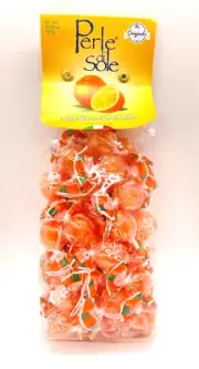 Perle Di Sole Orange Flavored Hard Candies Filled With Sour Powder 10 oz. Italy