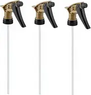 Comfort Axis Heavy Duty Acid Resistant Trigger Sprayer Spray Bottles, Squirt Bottle, Black/Gold, 9-1/4'' Dip Tube, 28mm Neck Finish - 3 Pack