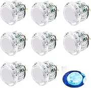 8 Pcs Original Qanba Illuminated Buttons Qanba Sanp In LED Buttons for DIY Cabinet Machine Arcade Machine 24MM/30MM (30MM, Clear Buttons+Blue Led)