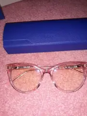 Waldo Blue Light Glasses Clear Pink Frames Brand New Box w Case + Cleaning Cloth