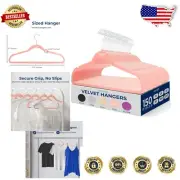 Ultra-Thin Velvet Hanger Set - 150 Non-Slip Clothes Hangers with Swivel Hooks