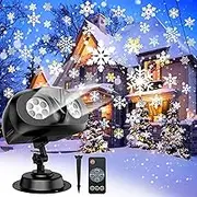 Christmas Snowfall Projector Lights, Outdoor Snowflake LED Snow Light Projection Christmas Decoration, Waterproof Rotating Indoor Landscape Lamp, Falling Snow Spots for Xmas