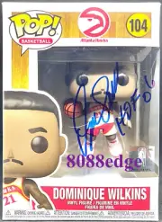"DOMINIQUE WILKINS" SIGNED FUNKO POP VINYL INSCRIPTION AUTO #104 AUTOGRAPH+PHOTO