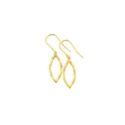 9ct Gold Mirror Diamond Cut Open Pointed Hook Drop Earrings