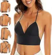 Low Back Bras For Women - Seamless Wire Free Bralette Backless Bras Black S