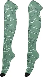 [Caihoyu] Women'S Over-Knee Socks Anti Slip Thigh High Socks Extra Long Socks Over Knee Baseball Socks for Halloween Alligator Crocodile Dinosaur, Alligator Crocodile Dinosaur