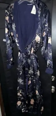 New Go Softly Lined Womens long sleeve floral Blue Sz XL X-Large Blue Floral