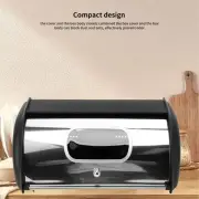 (Black)Bread Bin Bread Box Bread Holder Storage Container With Small Window US