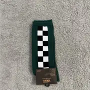 Vans Checkered Crew Socks Mens Womens 6.5-9 Dark Green White Athletic Casual