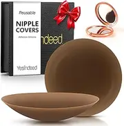[YESINDEED] Nipple Covers - Hypoallergenic Silicone Pasties, Invisible Adhesive for Backless & Strapless, Bonus Mirror