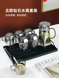 在飛比找樂天市場購物網優惠-北歐玻璃杯家庭喝水杯子客廳茶幾茶杯水壺杯具高檔待客家用套裝