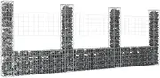 U-Shape Gabion Basket with 4 Posts Iron 380x20x150 cm Garden Landscape Decor