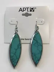 Apt 9 New Pierced Earrings Semi Precious Stone Turquoise Silvertone Dangle