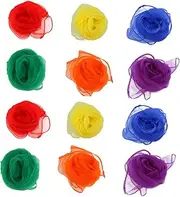 [OATIPHO] 12pcs Assorted Colorful Square Chiffon Dance Scarves Silk Fabric 60x60cm Play Scarves for Boys Girls