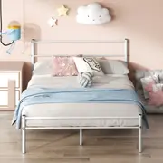 Zinus Double Geraldine White Metal Bed Frame