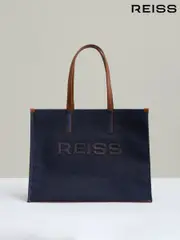 Reiss Blue Lola Canvas Logo Tote (AW3617) | $195