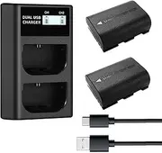 [QUMOX] LP-E6NH Replacement Battery & USB Charger Set, 2X Pack 2250mAh Replacement for LP-E6 LP-E6NH Battery, Dual Slot USB Charger Compatible with Canon EOS R7 R5 R6 R6 II R, 5DIV, 6DII, 7DII, 80D, 90D