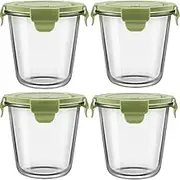 Glass Meal Prep Containers with Lids, Food container, Airtight Glass Storage Containers Set, 24OZ, Heat-Resistant BPA-Free for Soup Leftover, Microwave, Dishwasher, and Freezer Safe 4 Pack