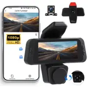 3 Channel Dash Cam Front and Rear Inside, 3 Inch 1080P Dash Camera for Cars T...