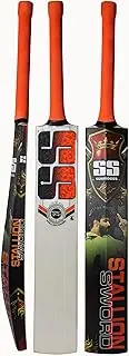 SS English Willow Leather Ball Cricket Bat, Short Handle Cricket Bat for Adult Full Size with Full Protection Bat Cover Free 1 Pc Toe Guard (Ravindra jadeja)