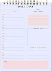 Daily to Do Notepads - Task Checklist planner, Time Management planner, To Do lists, Organizer with Today's Goals, Notes, 52 Undated Agenda Tear-off Sheets, 6.5 x 9.8 inches (Pink)