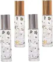 Beavorty 4Pcs Glass Perfume Roller Bottles Portable Sub Glass Containers for Travel Toiletries Refillable Empty Perfume Bottles for Essential Oils and Fragrances