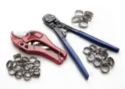 Pex KIT pipe tube crimper tool plumbing cutter + 35 Rings cinch pinch clamps RV