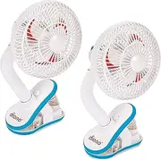 Diono Two2Go Stroller Fan, Clip-On Portable Cooling Fan for Child Comfort, White (2-Pack)