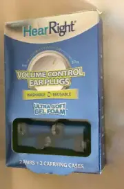 Hear Right Volume Control Ear Plugs | Volume Control Knob | Up to 27 Decibels
