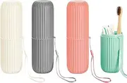 iDopick 4 Pack Travel Toothbrush Case, Portable Toothbrush Toothpaste Holder Container for Travel,Camping, Business Trips, Schools and Home, Multifuction Toothbrushes Toothpaste Set