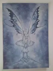 Blue Mushroom Toadstool FAIRY Earth Fae POSTCARD Faery ART PRINT BY AMY BROWN