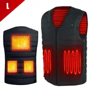 Unisex Black Body Warmer Heat Pad Winter Electric Vest Heated Jacket Large