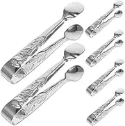 6pcs Decorative Stainless Steel Mini Tongs with Rose Pattern for Tea Parties Appetizers Desserts Ergonomic Design for Easy Serving at Gatherings and Events