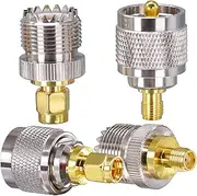 SMA to UHF Connectors Kit UHF to SMA Male to Female RF Coax Adapter Nickel Gold Plated SO239 PL259 to SMA Adapter Kit 4 Type Set