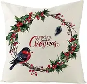 18x18 Christmas Pillow Cover, Christmas Pillow Cover - Linen Pillow Covers for Couch - Holiday Design Pillow Covers Winter Cushion Cover Decor 18.0