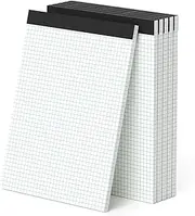 AILZFEI Graph Paper 8.5 x 11 Grid Paper Pad Quad Ruled, 6 Pack, 30 Sheets per Pad, White, 4x4 (4 Squares per inch), Easy-Tear Perforations, 8.5"x11" Quad Ruled Grid Paper Pad