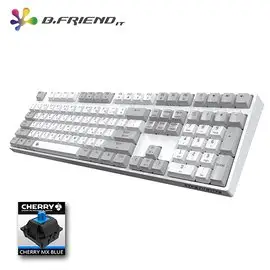 【買就送CH2電競耳機】B.Friend MK7R Cherry青軸 PBT 單色白光機械式鍵盤-白色