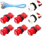 7X Arcade Buttons 30Mm Happ Type Standard Push Buttons Switch with 20Cm Buttons