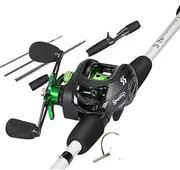 LLEIIshen Portable Travel Fishing Combo 1.98m Glass Fiber Casting Fishing Rod and 12+1BBl 7.2:1 Gear Ratio Max Drag 8kg Reel/2042