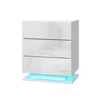 Artiss Bedside Tables Side Rgb Led Lamp 3 Drawers Nightstand Gloss White mdf,mel