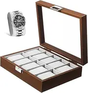 Beavorty Walnut Slot Watch Display Case with Lid Decorative Watch Organizer Tray for Men Elegant Jewelry Holder for Collectors and Enthusiasts