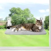 GUUSII HOME Window Lounger for Cats, Hammock, Window Seats, Cat Bed, Window, Foldable Cat Hammock, Window Hammock, Cat Lounger, Cat Hammock with Strong Suction Cups (Grey, M)